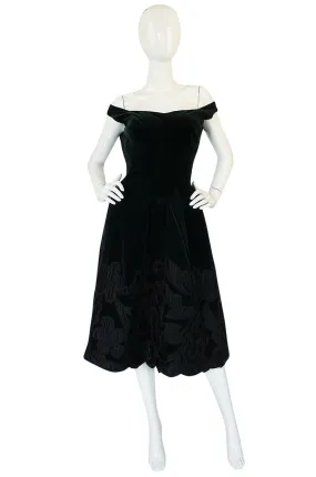 1950s Demi-Couture Level Nazareth Velvet Applique Dress