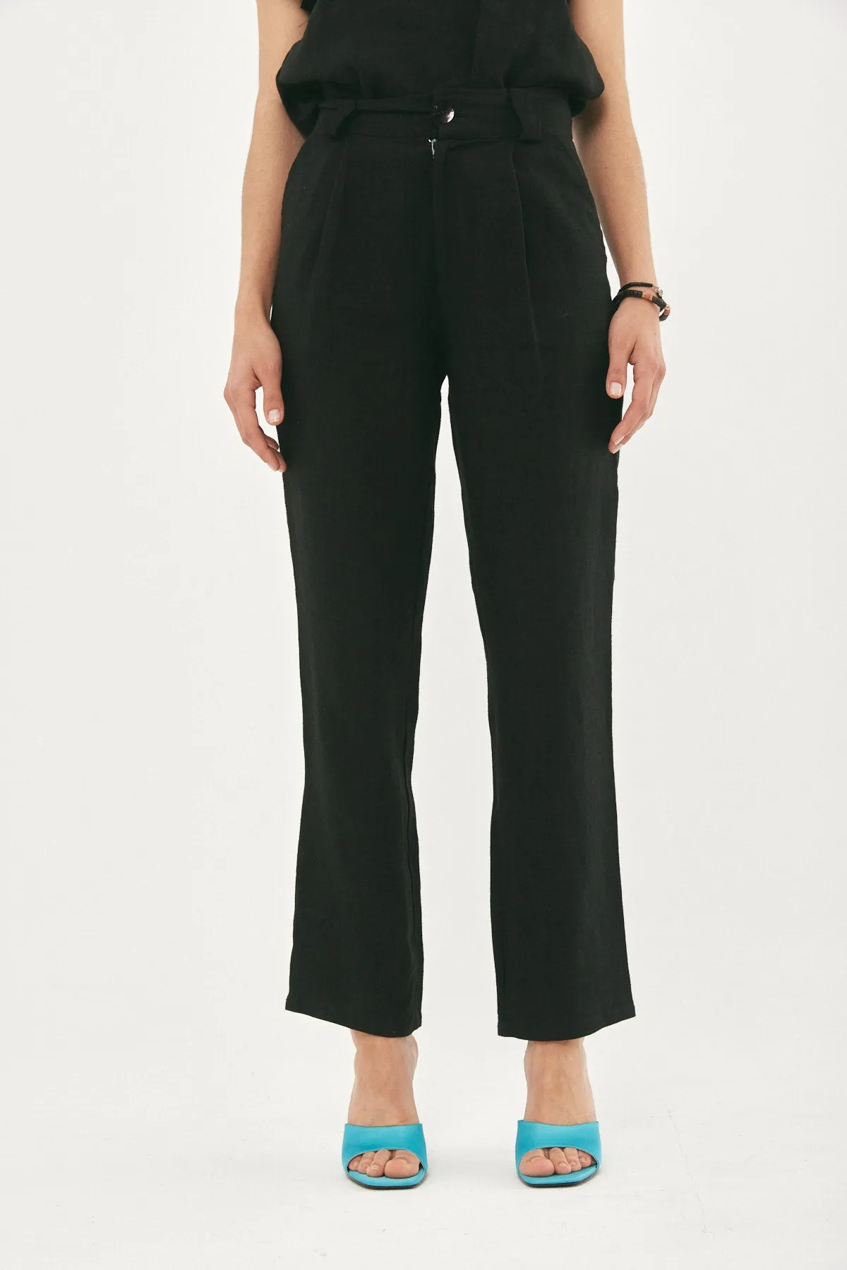 ALEX LONG BLACK LINEN PANTS