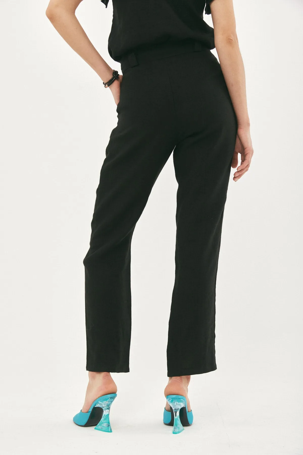 ALEX LONG BLACK LINEN PANTS