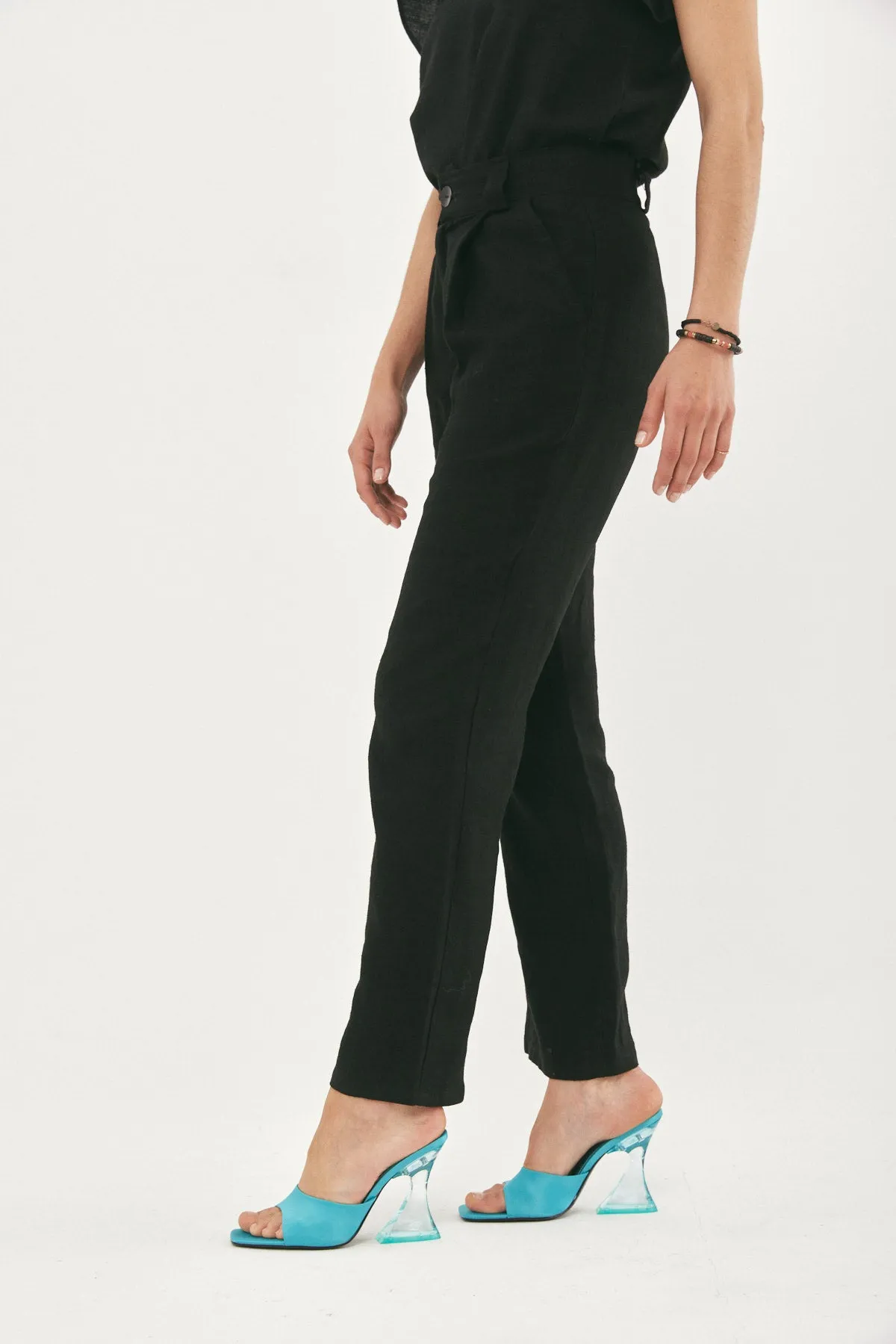 ALEX LONG BLACK LINEN PANTS