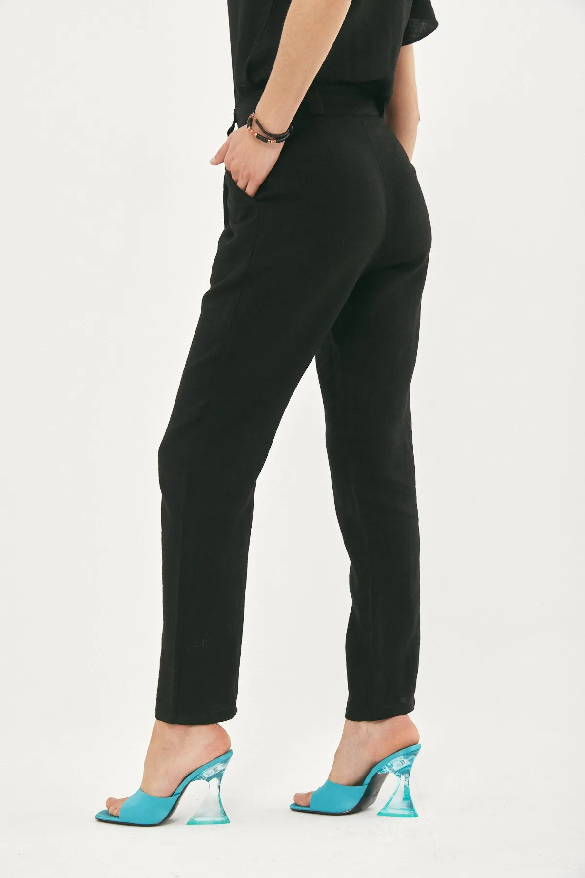 ALEX LONG BLACK LINEN PANTS