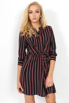 Bernice Black and Red Striped Shirt