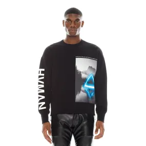 Black Crew Neck Sweatshirt with Graphic Design